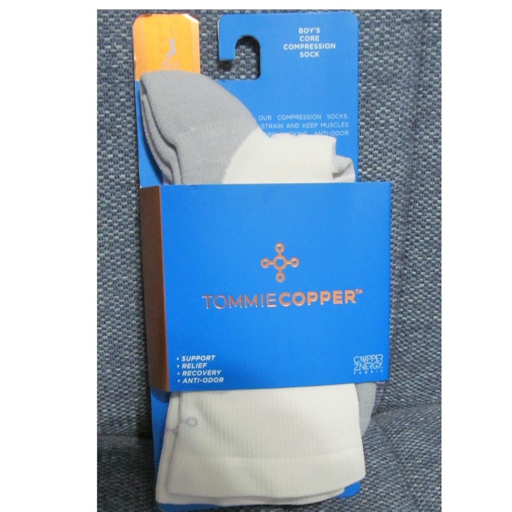 Tommie Copper Boy's Core Compression Socks White Arctic Ice Size 6-8.5